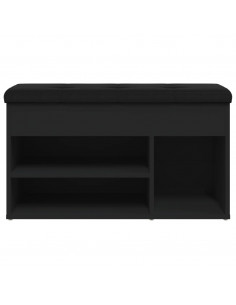 Panca Porta Scarpe Nera 82x32x45,5 cm in Legno Multistrato
