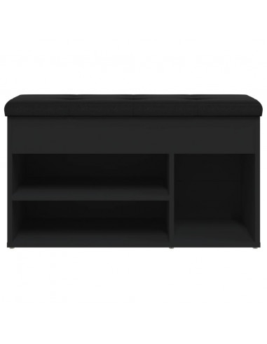 Panca Porta Scarpe Nera 82x32x45,5 cm in Legno Multistrato