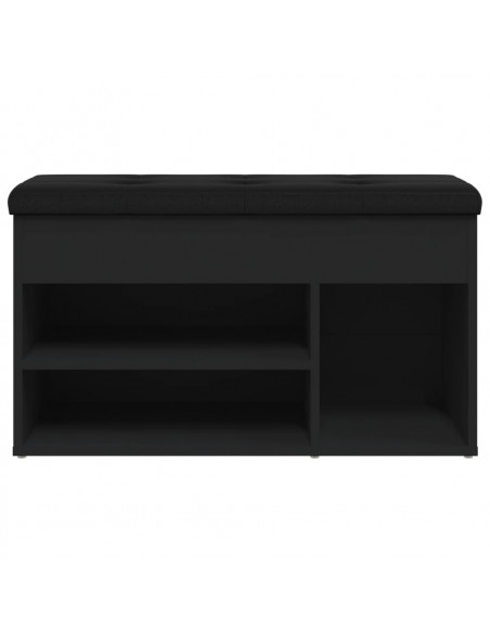 Panca Porta Scarpe Nera 82x32x45,5 cm in Legno Multistrato