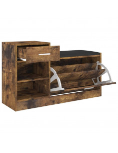 Panca Porta Scarpe Rovere Fumo 94,5x31x57cm Legno Multistrato