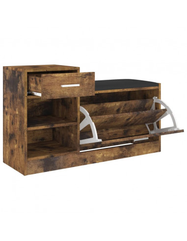 Panca Porta Scarpe Rovere Fumo 94,5x31x57cm Legno Multistrato