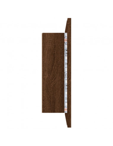 Mobile Specchio LED Rovere Marrone 60x12x45cm Legno Multistrato