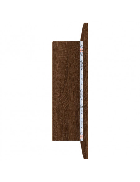 Mobile Specchio LED Rovere Marrone 60x12x45cm Legno Multistrato