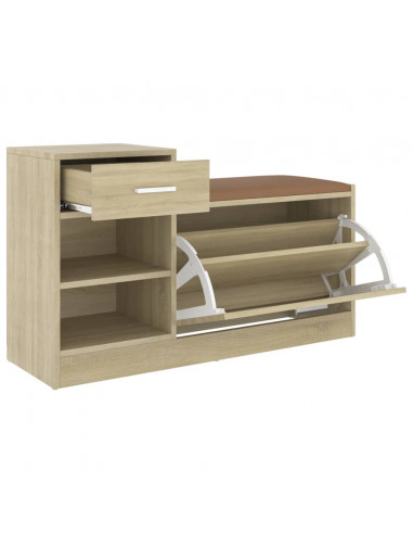 Panca Porta Scarpe Rovere Sonoma 94,5x31x57cm Legno Multistrato