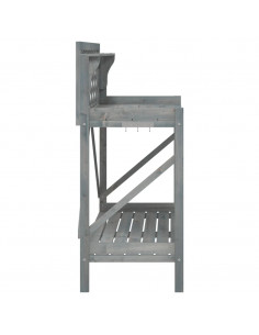 Panca Porta Vasi con Traliccio Grigia Legno Massello di Abete