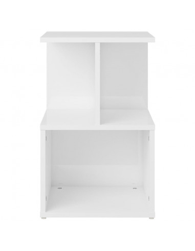 Comodini 2pz Bianco Lucido 35x35x55 cm in Legno Multistrato