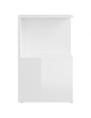 Comodini 2pz Bianco Lucido 35x35x55 cm in Legno Multistrato