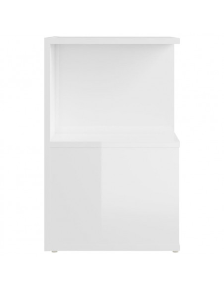 Comodini 2pz Bianco Lucido 35x35x55 cm in Legno Multistrato