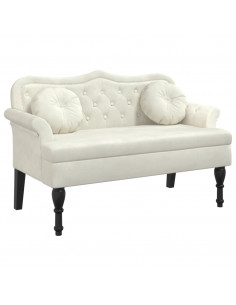 Panca con Cuscini Crema 120,5x65x75 cm in Velluto 2