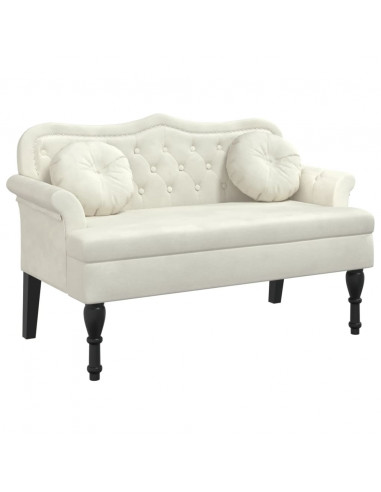 Panca con Cuscini Crema 120,5x65x75 cm in Velluto