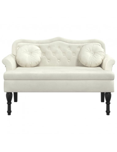 Panca con Cuscini Crema 120,5x65x75 cm in Velluto