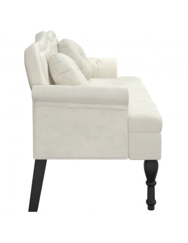 Panca con Cuscini Crema 120,5x65x75 cm in Velluto