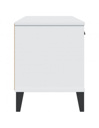 Panca Portascarpe VIKEN Bianca 106x35x45 cm Legno Massello Pino