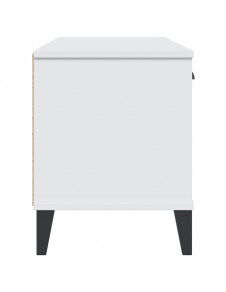Panca Portascarpe VIKEN Bianca 106x35x45 cm Legno Massello Pino