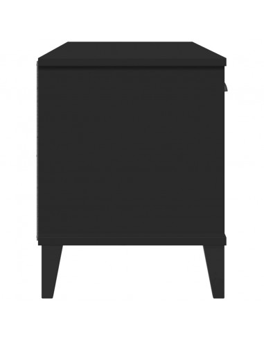 Panca Portascarpe VIKEN Nera 106x35x45 cm Legno Massello Pino