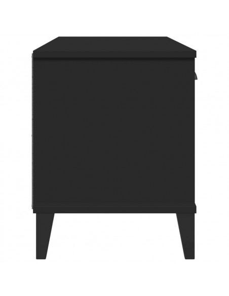 Panca Portascarpe VIKEN Nera 106x35x45 cm Legno Massello Pino
