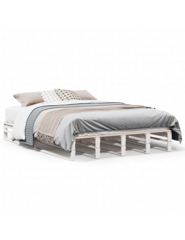 Letto senza Materasso Bianco 140x200 cm Legno Massello di Pino