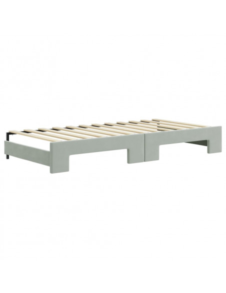 Divano Letto Estraibile Cassetti Grigio Chiaro 90x200cm Velluto