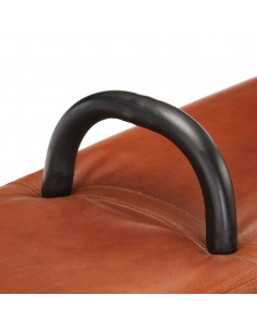 Panca Turnbock Vintage con Maniglie in Vera Pelle di Capra