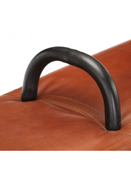 Panca Turnbock Vintage con Maniglie in Vera Pelle di Capra