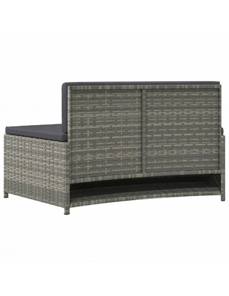 Panche per Spa con Cuscini 2 pz in Polyrattan Grigio