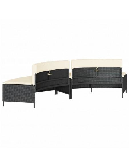 Panche Vasca Idromassaggio con Cuscini 2pz in Polyrattan Nero