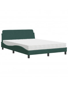 Letto con Materasso Verde Scuro 120x200 cm in Velluto 2