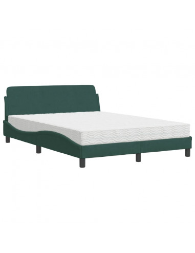 Letto con Materasso Verde Scuro 120x200 cm in Velluto