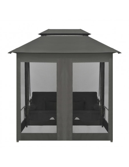 Panchina a Dondolo Baldacchino Antracite 220x160x240 cm Acciaio