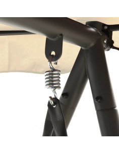 Panchina a Dondolo Convertibile con Baldacchino Bianco Sabbia