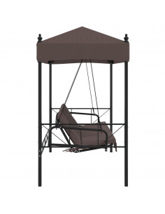 Panchina a Dondolo da Giardino Baldacchino Caffè in Acciaio