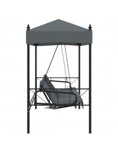 Panchina a Dondolo da Giardino Baldacchino Grigio in Acciaio