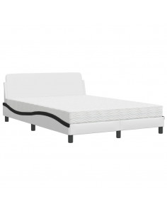 Letto con Materasso Nero e Bianco 120x200 cm in Similpelle 2