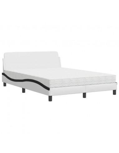 Letto con Materasso Nero e Bianco 120x200 cm in Similpelle