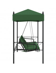 Panchina a Dondolo da Giardino Baldacchino Verde in Acciaio