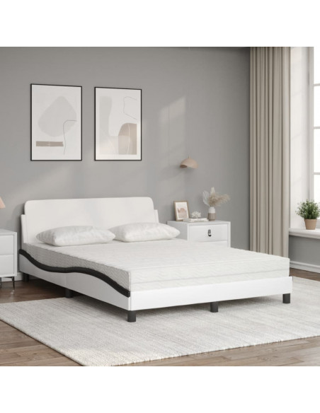 Letto con Materasso Nero e Bianco 120x200 cm in Similpelle