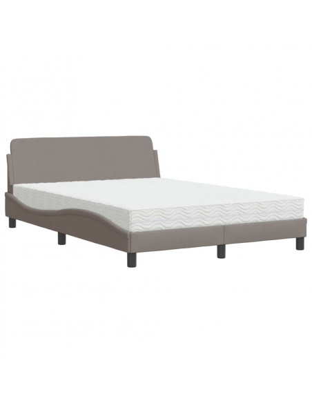Letto con Materasso Tortora 140x190 cm in Tessuto