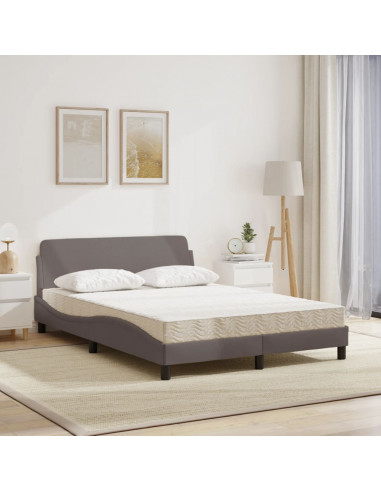 Letto con Materasso Tortora 140x190 cm in Tessuto