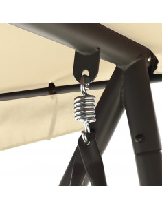 Panchina a Dondolo da Giardino con Baldacchino Bianco Sabbia