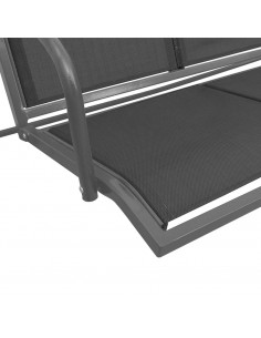 Panchina a Dondolo da Giardino con Baldacchino Nera