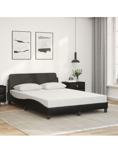 Letto con Materasso Nero 140x190 cm in Similpelle