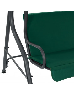 Panchina a Dondolo da Giardino Verde 170x110x153 cm in Tessuto