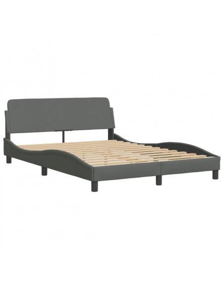 Letto con Materasso Grigio Scuro 140x200cm Tessuto