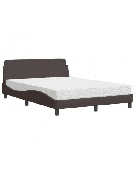 Letto con Materasso Marrone Scuro 140x200cm Tessuto
