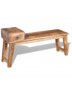 Panchina con Cassetto in Solido Legno di Mango 120x36x60 cm