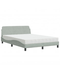 Letto con Materasso Grigio Chiaro 140x200 cm in Velluto 2