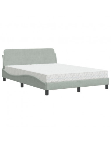 Letto con Materasso Grigio Chiaro 140x200 cm in Velluto