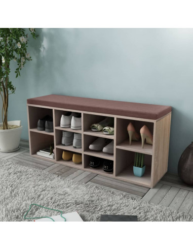 Panchina con Scarpiera con 10 Scomparti Colore Rovere