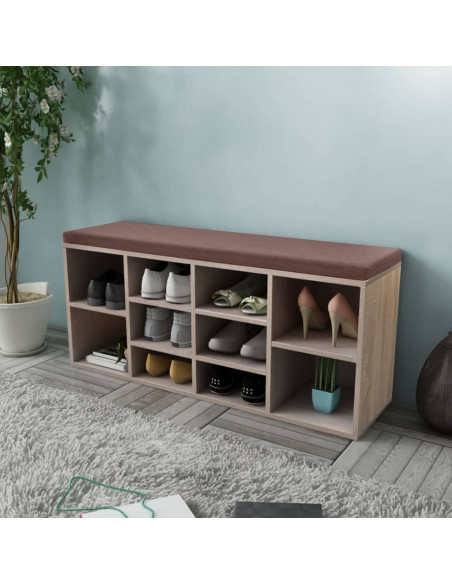 Panchina con Scarpiera con 10 Scomparti Colore Rovere