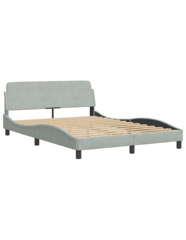 Letto con Materasso Grigio Chiaro 140x200 cm in Velluto